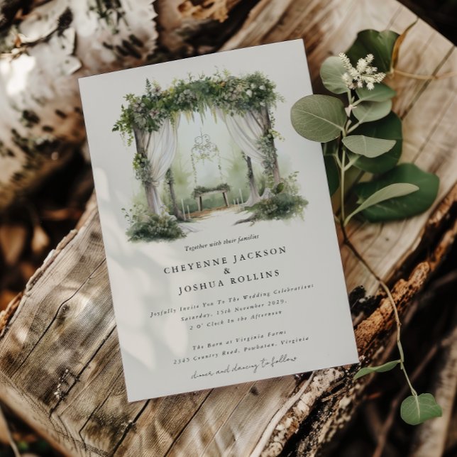 Invitación Colores de agua encantados Bosque Bohemia Invi (Enchanted Forest Wedding Invitation )
