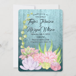 Invitación Colores de agua mágicos suculentos Boda Verde azul