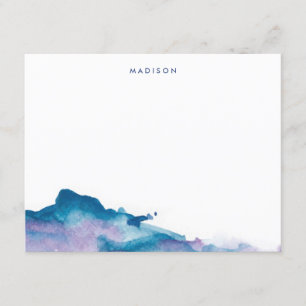 Invitación Colores de agua morados y azules Gracias Cartas