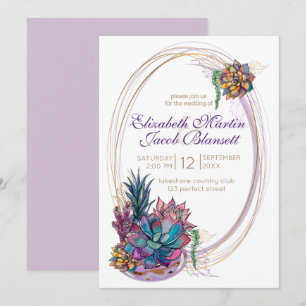 Invitación Colores de agua potentes, Boda púrpura
