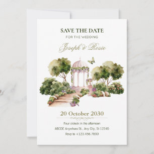 Invitación Colores de agua verdes Encantadora boda en el jard