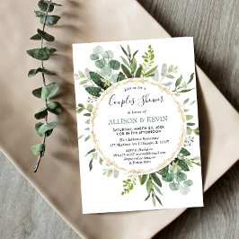 Invitación Colores de agua verdes parejas ducha de novia mode