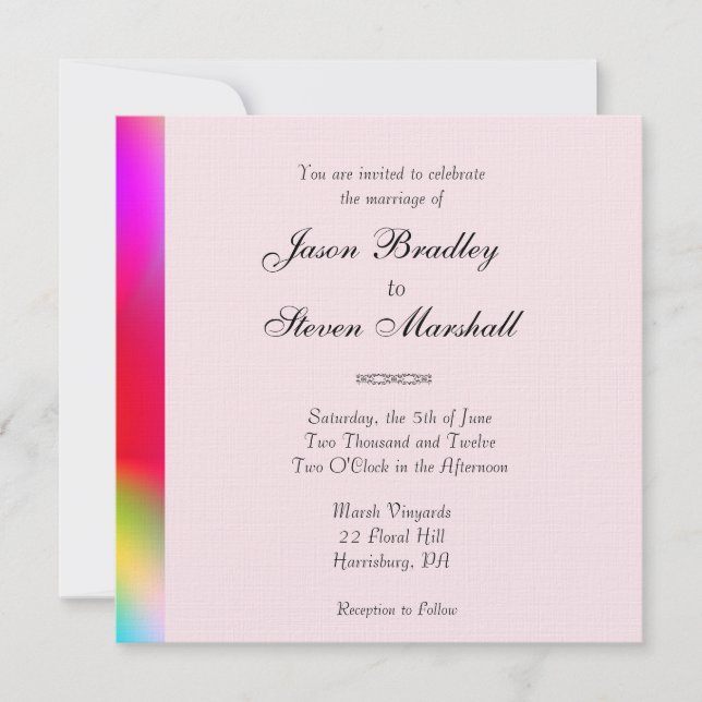 Invitación Colores de arcoiris Boda gay (Anverso)