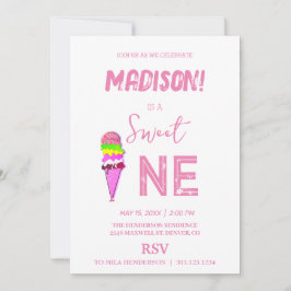 Invitación Colores de arcoiris de helado dulce,