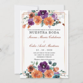 Invitación Colores de boda morado y salvado