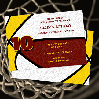 Invitación colores de equipo de oro maroon en baloncesto