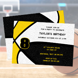 Invitación colores de equipo de oro negro para el cumpleaños