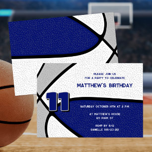 Invitación colores de equipo gris azul para el cumpleaños de 