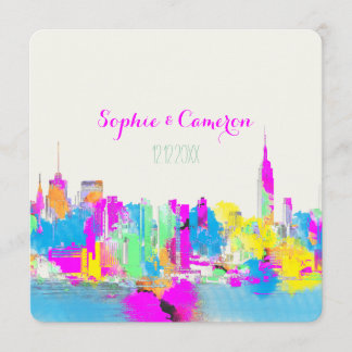 Invitación Colores de fondo de PixDezines arcoíris/NYC/DIY