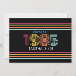 Invitación Colores de neón de la cinta retro vintage de la ci