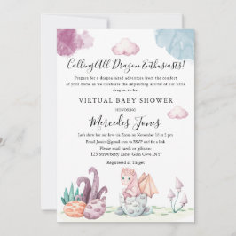 Invitación Colores de pasteles de dragón de hatching de Baby