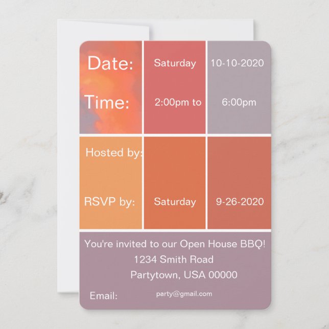Invitación Colores del atardecer de México (Anverso)