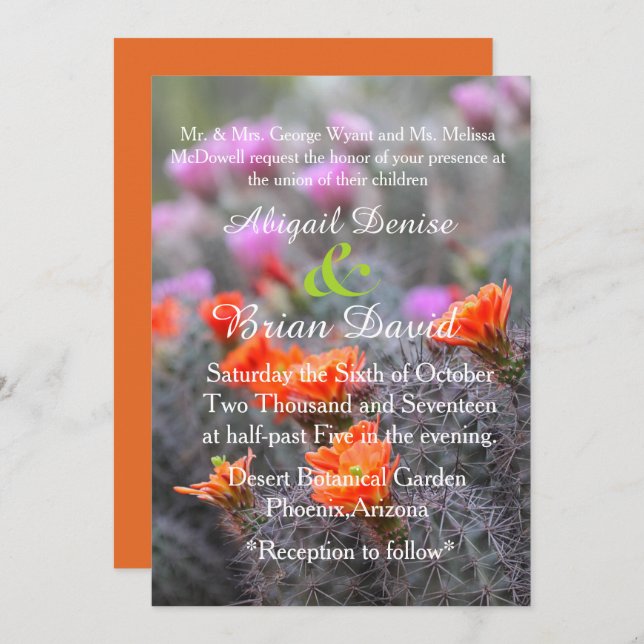 Invitación Colores del fondo naranja del desierto (Anverso / Reverso)