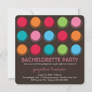 Invitación Colores difusos Disco Dots Bachelorette Party Invi