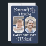 Invitación Colores DIY ・ Fotos de Fiesta de 50 Años<br><div class="desc">¡Alguien ingenioso cumple 50 años! Invitar a la familia y amigos a una elegante celebración de 50 años para él o ella con invitaciones para fiestas de personalizado 2. Las imágenes y todo el texto de esta plantilla son fáciles de personalizar. Los colores azul marino y blanco para el fondo,...</div>