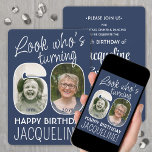 Invitación Colores DIY ・ Ver Quién es la fiesta de cumpleaños<br><div class="desc">¡Mira quién cumple 60 años! Invitar a la familia y amigos a una elegante celebración de cumpleaños número 60 para él o ella con invitaciones para fiestas de personalizado 2. Las imágenes y la redacción de esta plantilla son fáciles de personalizar. Los colores azul marino y blanco para el fondo,...</div>