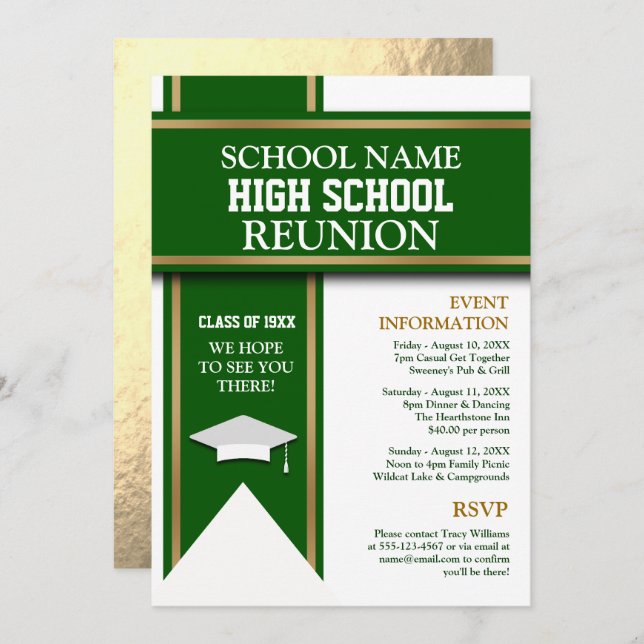 Invitación Colores escolares Banner Personalizado Class Reuni (Anverso / Reverso)