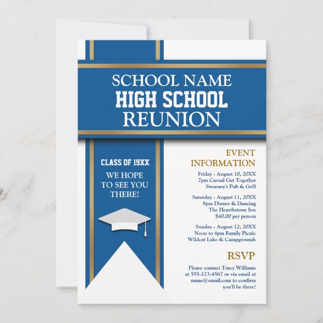 Invitación Colores escolares Banner Personalizado Class Reuni (Anverso)