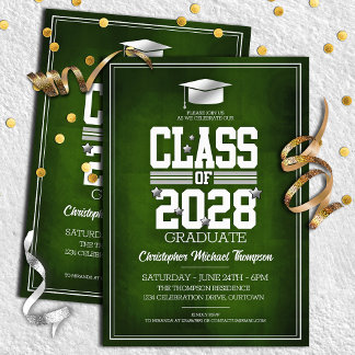 Invitación Colores escolares verdes | Partido de Graduación P