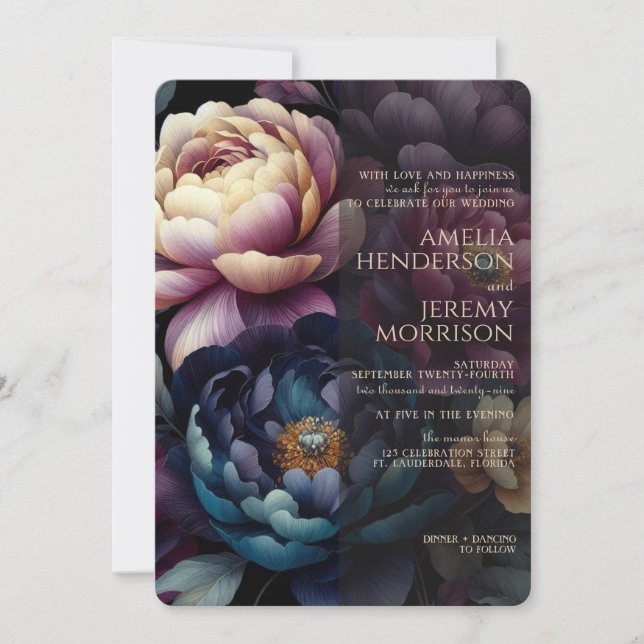 Invitación Colores Florales Malhumorados (Anverso)