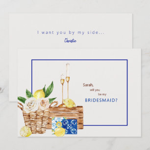Invitación Colores Mediterráneos ¿Serás Mi Dama de Honor?