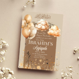 Invitación Colores neutrales agudos Bebé Islámico Aqiqah