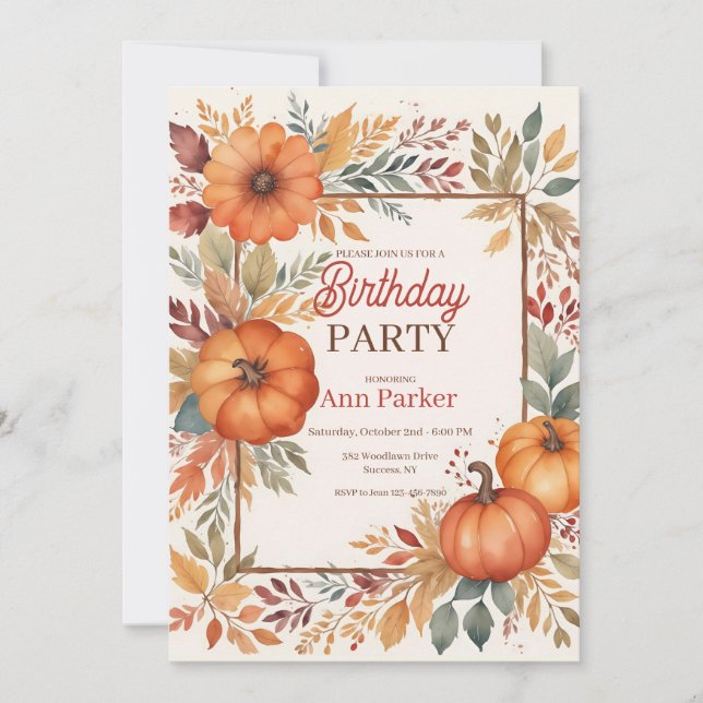Invitación Colores otoñales (Anverso)