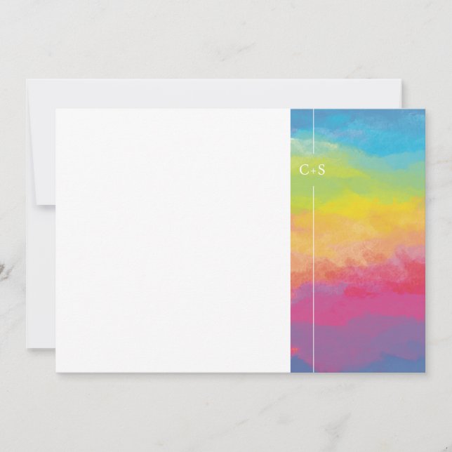Invitación Colores pastel arcoíris acuarela  (Anverso)