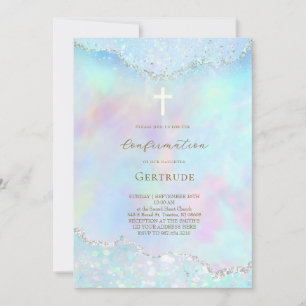 Invitación colores pastel brillo falso Confirmación