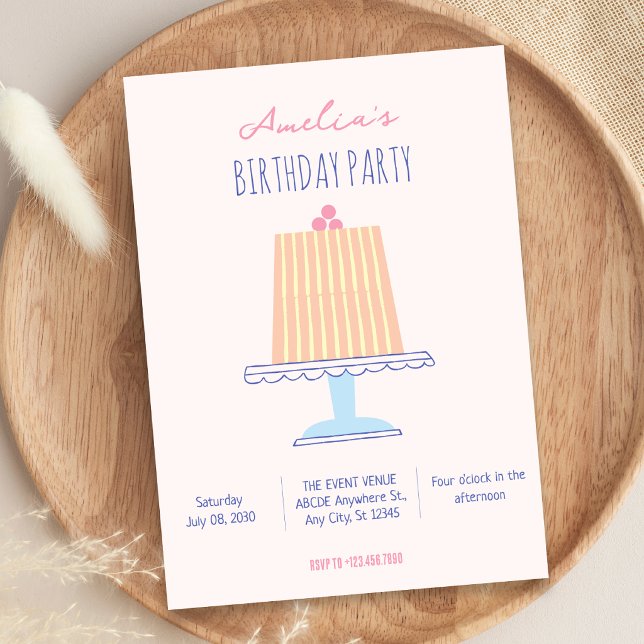 Invitación Colores pastel de pastel de cumpleaños (Subido por el creador)