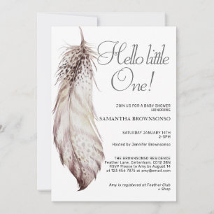 Invitación Colores Pastel Plumas Baby Shower Neutro al Género