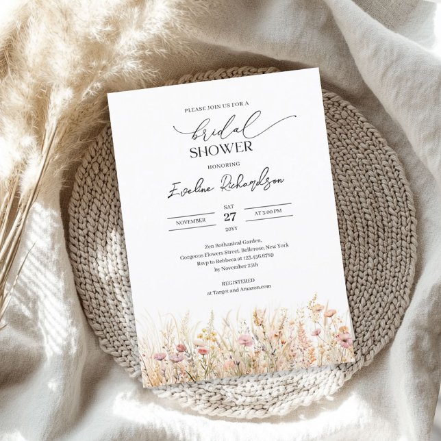 Invitación Colores pasteles acuarela primavera flores silvest (Pastel colors watercolor spring wildflowers bridal invitation)