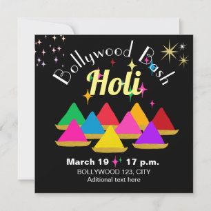 Invitación Colores personalizables del festival Holi moderno 