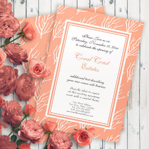 Invitación Colores personalizados de patrón de coral para eve