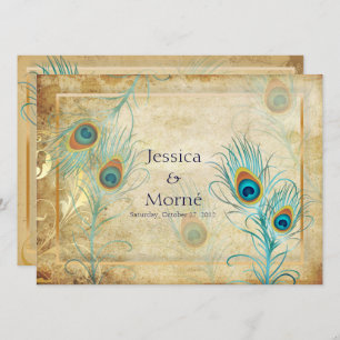 Invitación Colores PixDezines de plumas de pavo real/DIY