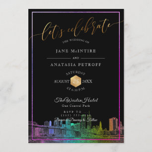 Invitación Colores PixDezines NYC Skyline/Rainbow
