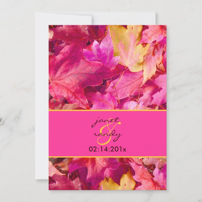 Invitación Colores PixDezines Pink Maple Fall Wedding/DIY! (Anverso)