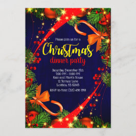 Invitación Colores vibrantes Navidades Fiesta de cena Invitac
