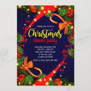 Invitación Colores vibrantes Navidades Fiesta de cena Invitac