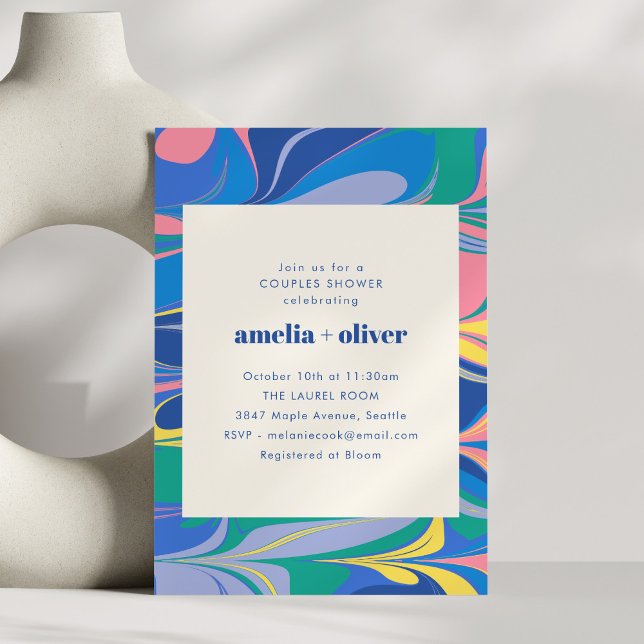 Invitación Colorful Abstract Marble Couples Wedding Shower (Subido por el creador)