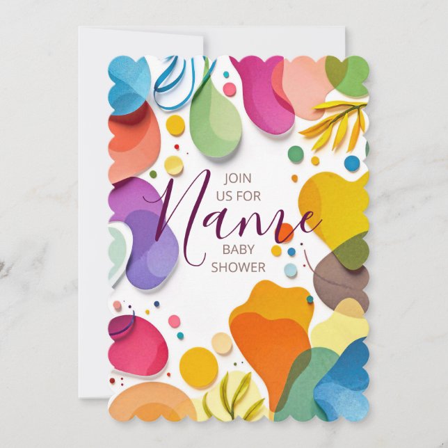 Invitación Colorful Abstract Shapes Floral Boho Baby Shower (Anverso)