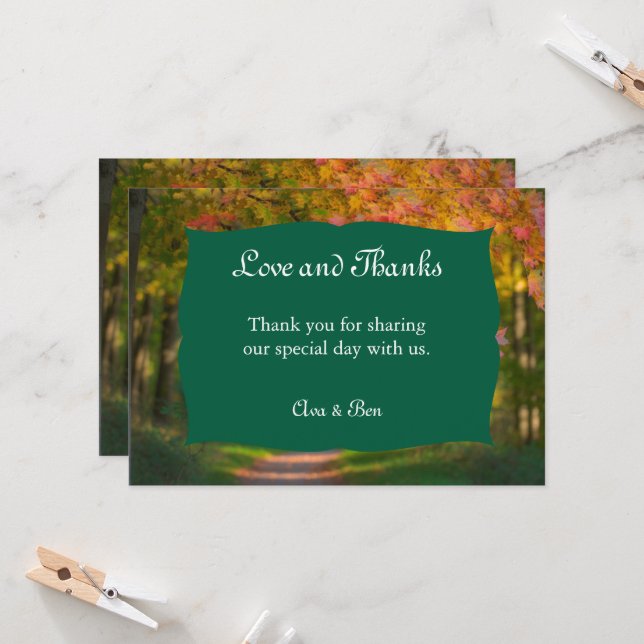 Invitación Colorful Autumn Day Wedding Thank You Card (Anverso/Reverso In Situ)