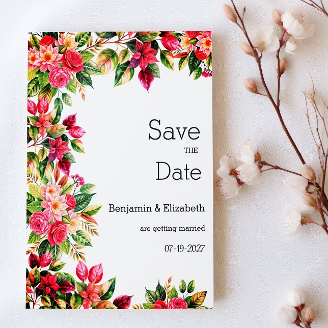Invitación Colorful beautiful country floral Save the Date (Colorful beautiful country floral Save the Date)