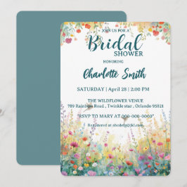 Invitación colorful birds Watercolor Wildflowers Personal
