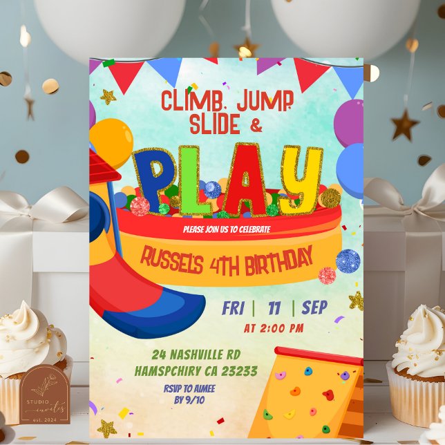 Invitación Colorful Boy Indoor Playground Birthday Invitation (Subido por el creador)