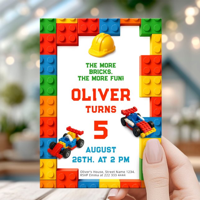 Invitación Colorful Brick Building Birthday (Subido por el creador)