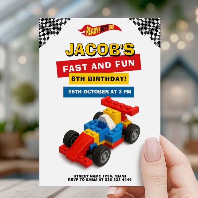 Invitación Colorful Brick Racer Robotics Birthday (Subido por el creador)