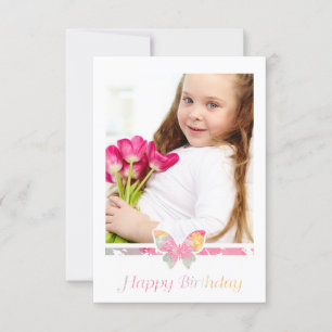 Invitación Colorful Butterfly Happy Birthday Quote Script
