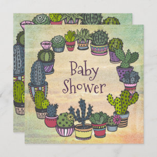 Invitación Colorful Cactus Baby Shower