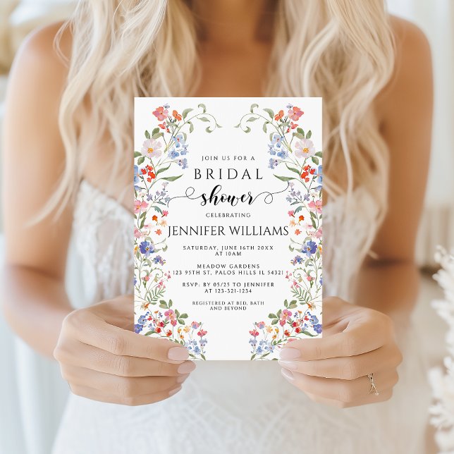 Invitación Colorful Chic Wildflower Wreath Bridal Shower (Subido por el creador)